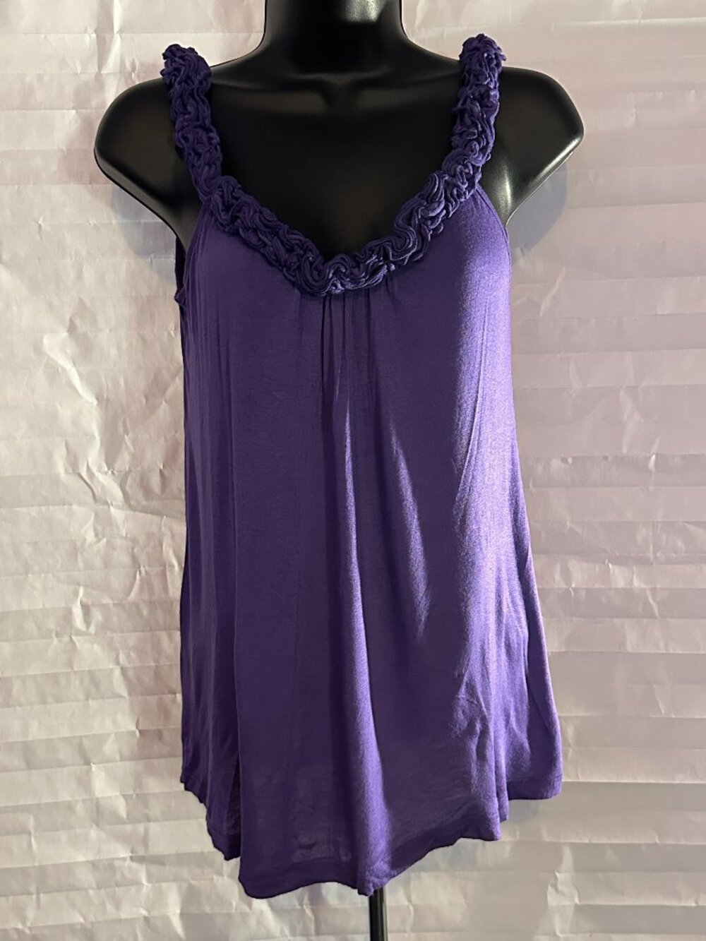 Olivia Moon Purple Tank Top Floral Embellishment Size Small